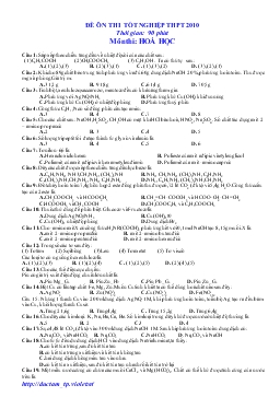 Đề ôn thi tốt nghiệp thpt 2010 thời gian: 90 phút môn thi: hoá học