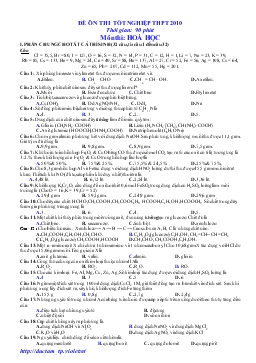 Đề ôn thi tốt nghiệp thpt 2010 thời gian: 90 phút môn thi: hoá học