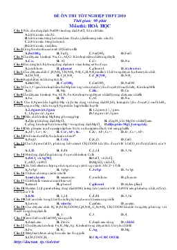 Đề ôn thi tốt nghiệp thpt 2010 thời gian: 90 phút môn thi: hoá học