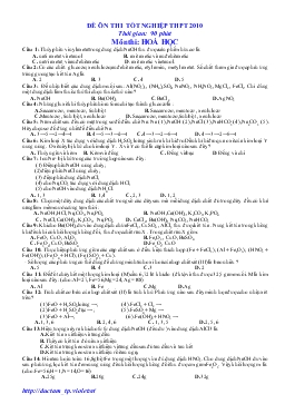 Đề ôn thi tốt nghiệp thpt 2010 thời gian: 90 phút môn thi: hoá học
