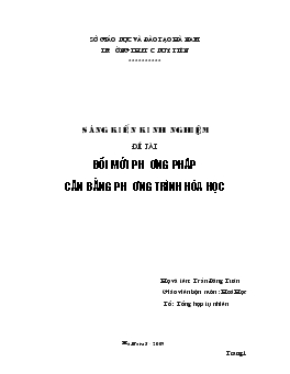 Đề tài Đổi mới phương pháp cân bằng phương trình hóa học