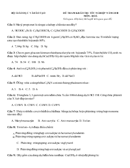 Đề tham khảo thi tốt nghiệp năm 2010 môn: hoá thời gian: 60 phút
