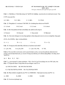 Đề tham khảo thi tốt nghiệp năm 2010 môn: hoá thời gian: 60 phút