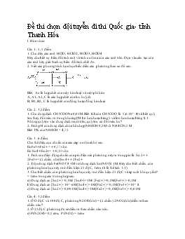 Đề thi chọn đội tuyển đi thi quốc gia- Tỉnh thanh hóa