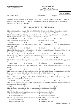 Đề thi học kì 2 môn : hoá học thời gian làm bài: 60 phút