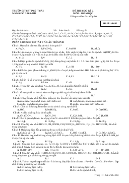 Đề thi học kì 2 môn : hoá học thời gian làm bài: 60phút