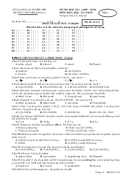 Đề thi học kì I (2009 – 2010) môn: hóa học 12 cơ bản thời gian làm bài: 60 phút