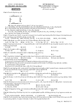 Đề thi học kì I môn thi: hóa học 12 nâng cao thời gian làm bài: 45 phút