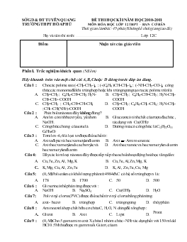 Đề thi học kì I năm học 2010-2011 môn hóa học lớp 12 thpt – ban cơ bản