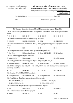 Đề thi học kì II năm học 2009 - 2010 môn hóa học lớp 11 THPT ban cơ bản