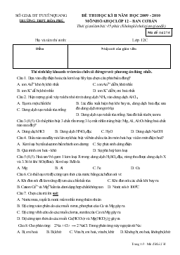 Đề thi học kì II năm học 2009 - 2010 môn hóa học lớp 12 – ban cơ bản