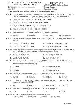 Đề Thi học kỳ 1 môn hóa học 12 (ban cơ bản)