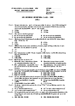 Đề thi môn thi thử hóa lần 1 - 2009 (đề 1)