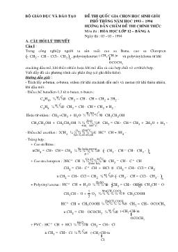 Đề thi quốc gia chọn học sinh giỏi phổ thông năm học 1993 – 1994 đề thi chính thức môn thi : hóa học lớp 12 – bảng a