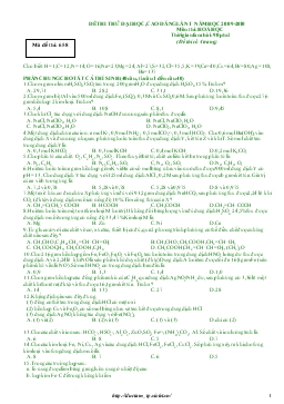 Đề thi thử đại học, cao đẳng lần 1 năm học 2009-2010 môn thi: hoá học thời gian làm bài: 90 phút