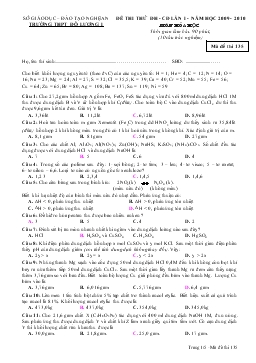 Đề thi thử đại học, cao đẳng lần I - năm học 2009 - 2010 môn hóa học