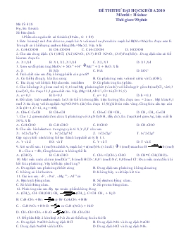 Đề thi thử đại học khối a 2010 môn thi : hóa hoc thời gian: 90 phút