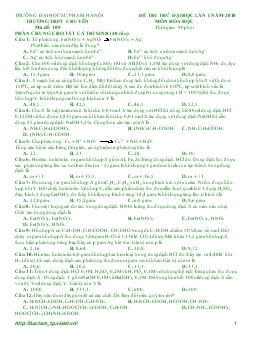 Đề thi thử đại học lần I năm 2010 trường thpt chuyên môn hóa học mã đề: 109 thời gian: 90 phút