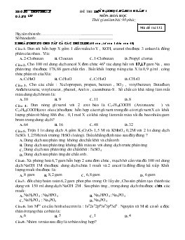 Đề thi thử đại học năm 2010 lần 1 môn: hoá học thời gian làm bài: 90 phút