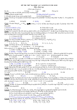 Đề thi thử đại học và cao đẳng năm 2010 môn: hoá học