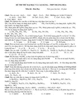 Đề thi thử đại học và cao đẳng – thpt  môn thi : hoá học thời gian làm bài : 90 phút