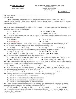 Đề thi thử tốt nghiệp năm học 2009 - 2010 môn: hóa học thời gian làm bài: 60 phút