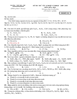 Đề thi thử tốt nghiệp năm học 2009 - 2010 môn: hóa học