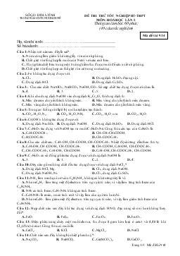 Đề thi thử tốt nghiệp Thpt môn: hoá học lần 5 thời gian làm bài: 60 phút