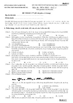 Đề thi thử tuyển sinh đại học, cao đẳng môn thi: hóa học- Khối a