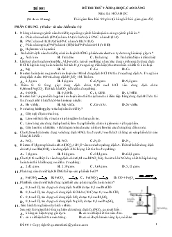 Đề  thi thử vào đại học và cao đẳng môn thi: hóa học