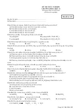 Đề thi trắc nghiệm chương 6 hóa học 12 thời gian làm bài: 60 phút