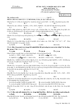 Đề thi trắc nghiệm học kì II - 2009 môn: hoá học 12 thời gian làm bài: 60 phút