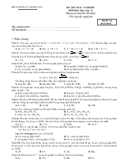 Đề thi trắc nghiệm môn hóa học lớp 12 thời gian làm bài: 60 phút