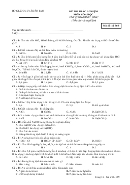 Đề thi trắc nghiệm môn hóa học thời gian làm bài:60 phút