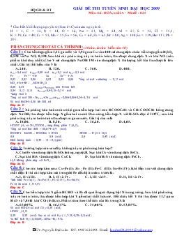 Giải đề thi tuyển sinh đại học 2009 môn thi : hoá, khối a