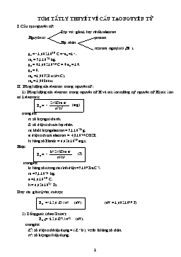 Giáo trình Tóm tắt lý thuyết về cấu tạo nguyên tử