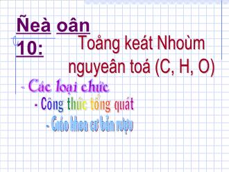 Giáo trình Tổng kết Nhóm nguyên tố (C, H, O)