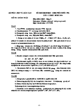 Kì thi chọn học sinh giỏi quốc gia lớp 12 năm 2004 môn: hoá học (tiếp theo)