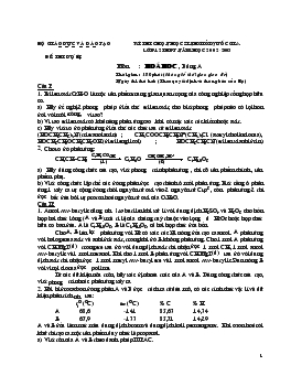 Kì thi chọn học sinh giỏi quốc gia lớp 12 năm học 2002-2003 môn học: hoá học , bảng a thời gian : 180 phút