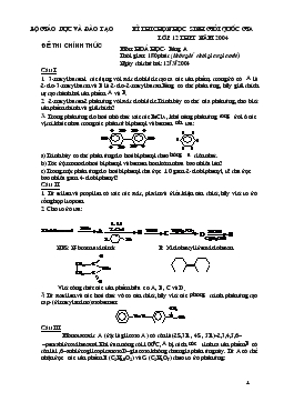 Kì thi chọn học sinh giỏi quốc gia lớp 12 thpt năm 2004 môn: hoá học- Bảng a