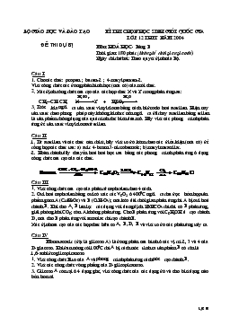 Kì thi chọn học sinh giỏi quốc gia lớp 12 thpt năm 2004 môn: hoá học- Bảng b thời gian: 180 phút