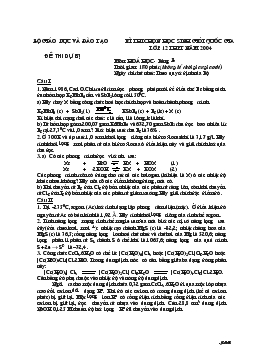 Kì thi chọn học sinh giỏi quốc gia lớp 12 thpt năm 2004 môn: hoá học- Bảng b