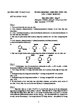 Kì thi chọn học sinh giỏi quốc gia lớp 12 thpt năm 2005 môn: hoá học, bảng b