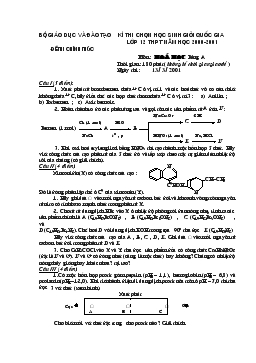 Kì thi chọn học sinh giỏi quốc gia lớp 12 thpt năm học 2000-2001 môn : hoá học bảng a