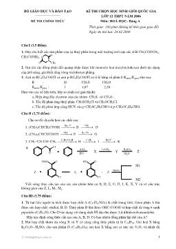 Kì thi chọn học sinh giỏi quốc gia lớp12 thpt năm 2006 môn: hoá học- Bảng a
