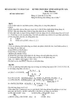 Kì thi chọn học sinh giỏi quốc gia môn: hoá học ngày thi: 14-3-1998