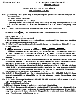 Kì thi chọn học sinh giỏi tỉnh lớp 12 năm học 2008-2009 môn thi: hoá học 12 thpt 12 – bảng a