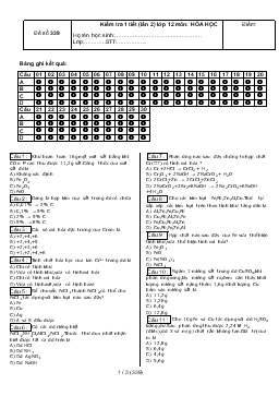 Kiểm tra 1 tiết (lần 2) lớp 12 môn: hóa học