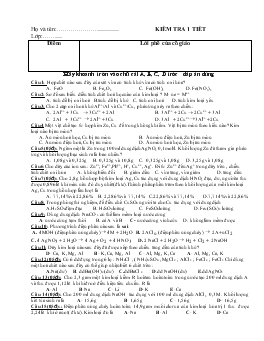 Kiểm tra 1 tiết môn hóa lớp 12 số 2