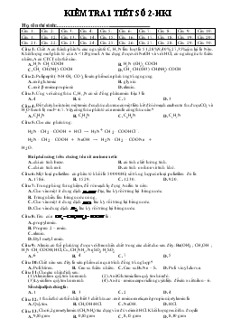 Kiểm tra 1 tiết số 2-Học kì 1 môn hóa học 12